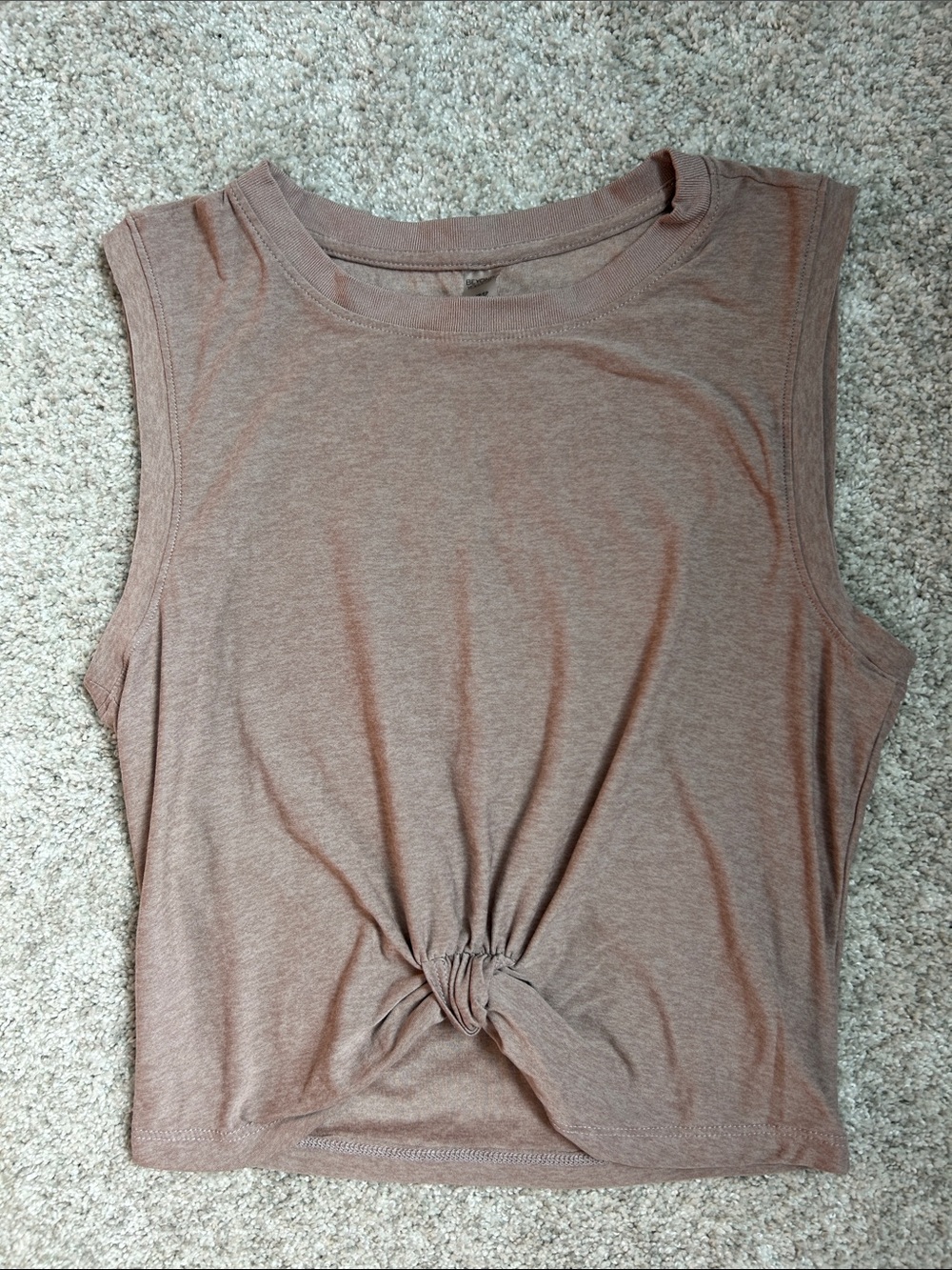 Beyond Yoga Mauve-Taupe Knot-Front Muscle Tee